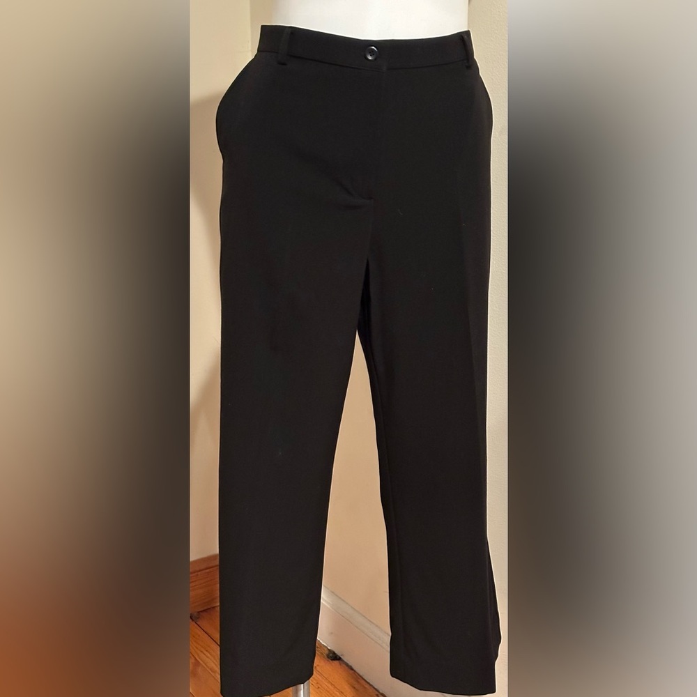 STUDIO WORKS Black Straight Wide Leg. Short Length Dress Pants Sz 12